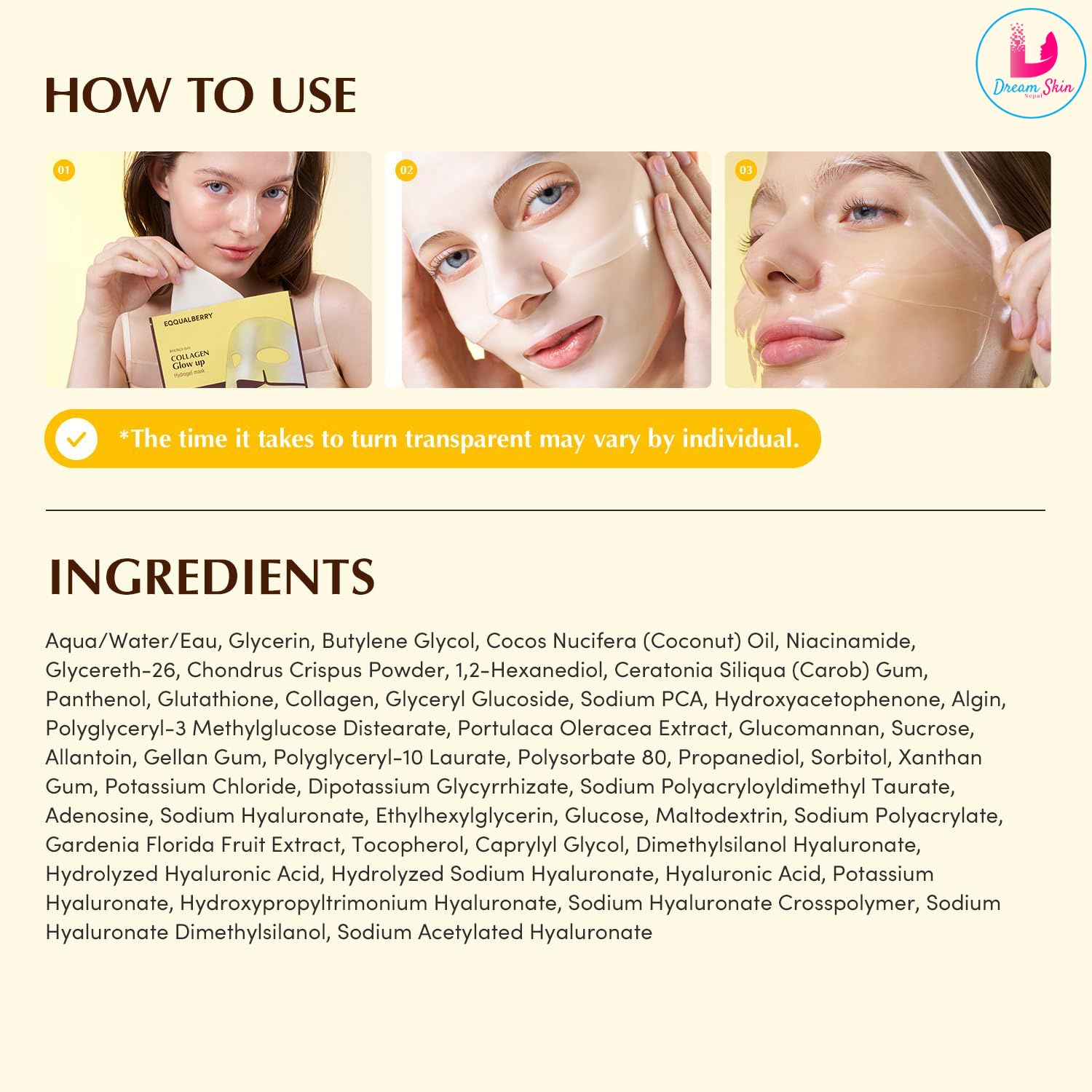 Eqqualberry Collagen Glow Up Hydrogel Mask [30g]